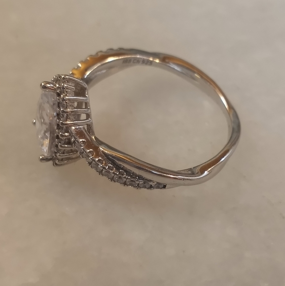 Moissanite Sterling Silver Pear Ring - Picture 4 of 5